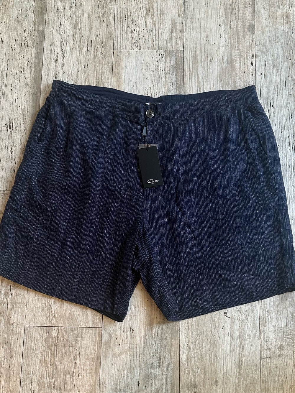 New Mens Rails Sona Linen-Blend Shorts in Matrix Navy Pearl XL
